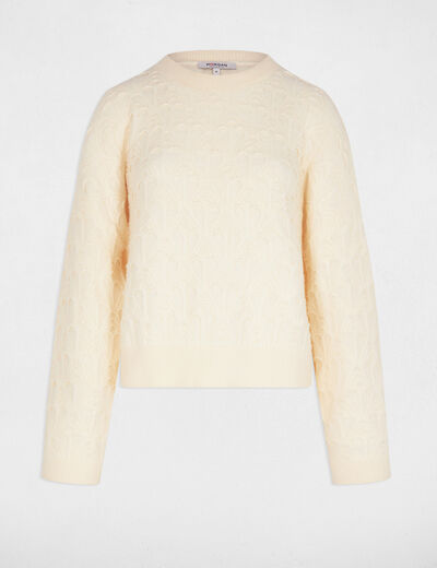 Pull col rond fantaisie ivoire femme