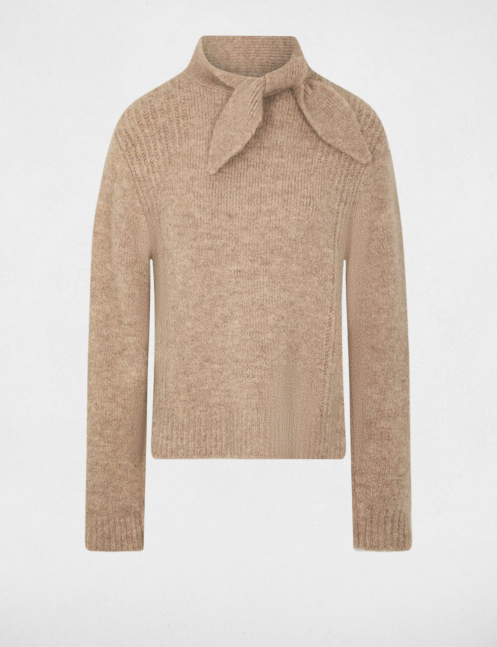 Pull col montant beige moyen femme