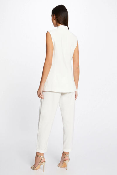 Pantalon droit fluide 7/8ème ecru femme
