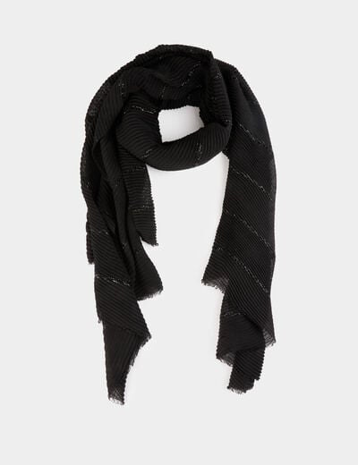 Foulard pliss&eacute; m&eacute;tallis&eacute; noir femme
