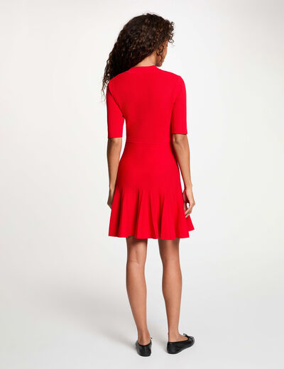 Robe tricot pliss&eacute;e rouge femme