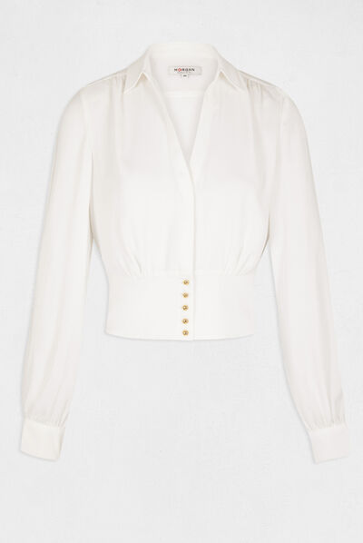 Blouse manches longues ecru femme