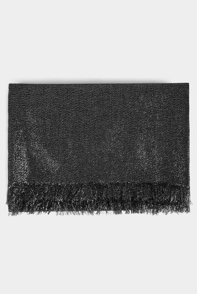 Foulard avec fils métallisés argente femme