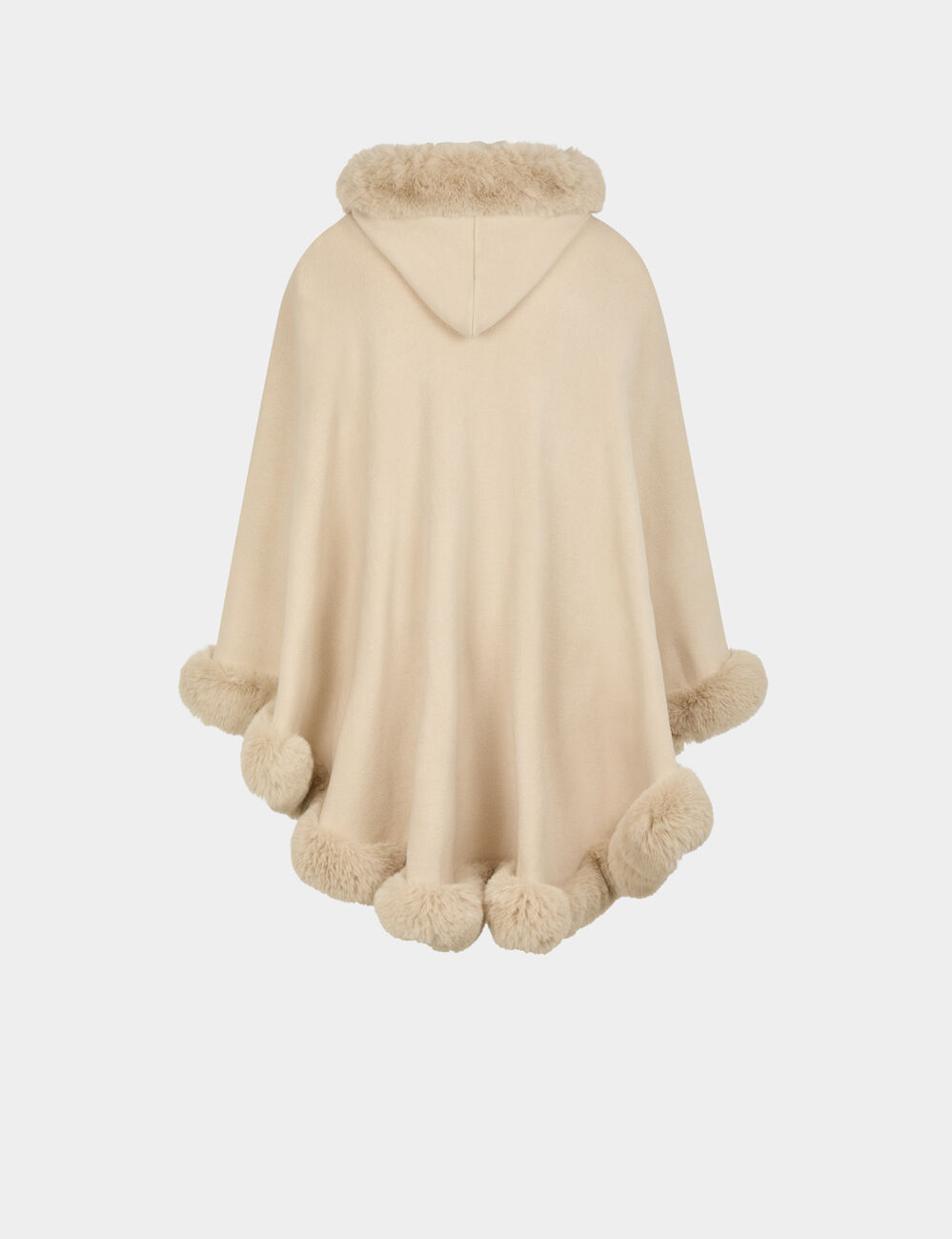 Poncho fausse fourrure sable femme