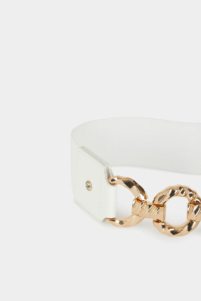 Ceinture élastiquée avec ornement blanc femme