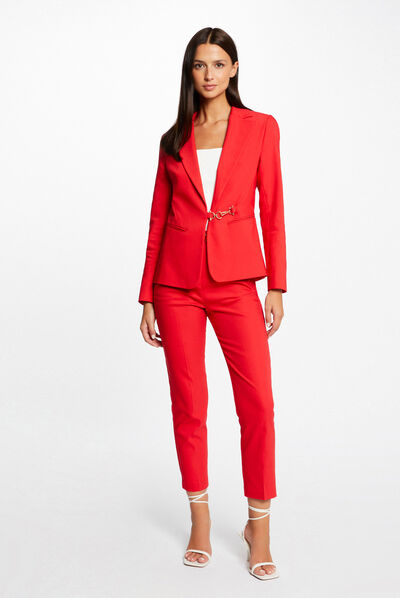 Veste city cintrée avec boucle rouge femme