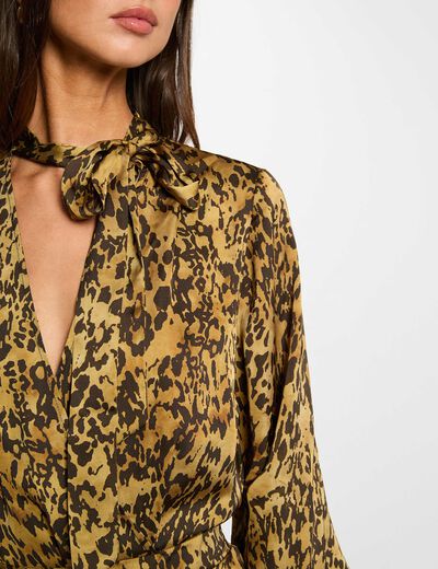 Robe courte satin&eacute;e multicolore femme