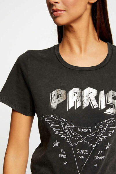 T-shirt manches courtes gris moyen femme