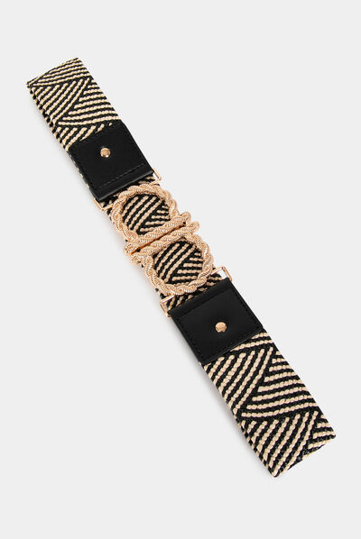 Ceinture à passants avec effet graphique noir femme