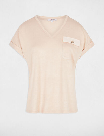 T-shirt manches courtes beige femme