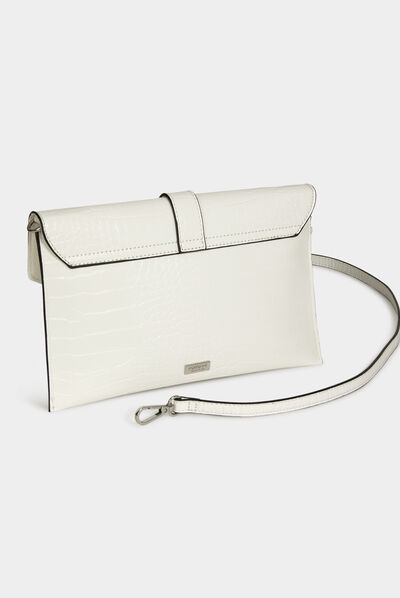 Sac pochette avec boucle à strass blanc femme