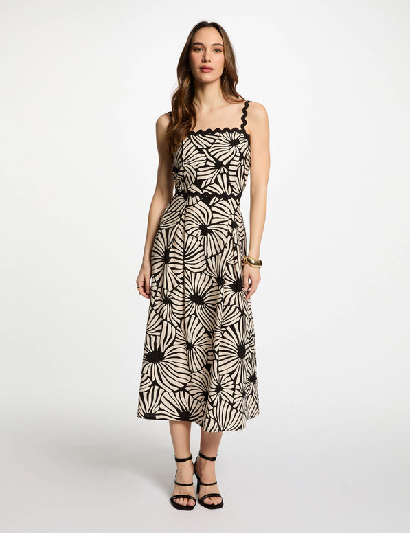 robe midi droite imprimee multicolore femme Robe midi droite imprimée multicolore femme