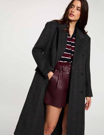 Manteau tweed col tailleur multicolore femme