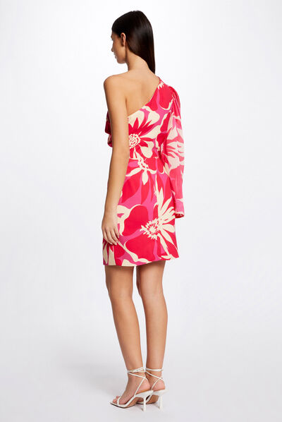 Robe ajustée asymétrique imprimé floral multico femme