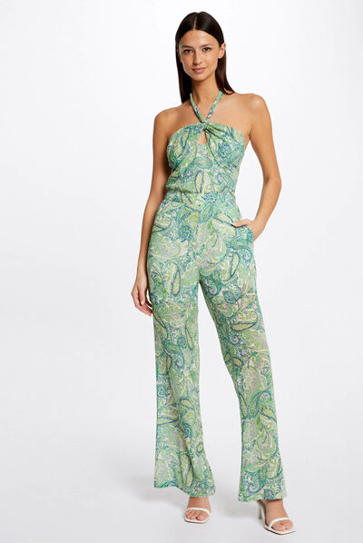 Pantalon droit fluide imprimé cachemire multico femme