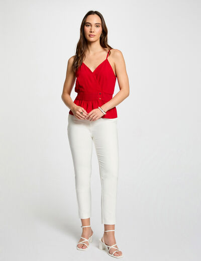 Pantalon city droit 7/8&egrave;me ecru femme