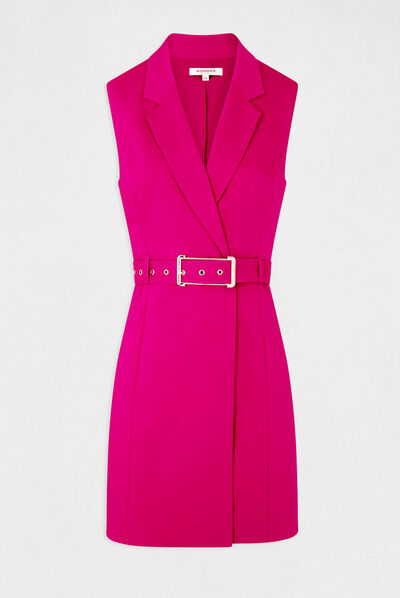 Robe portefeuille ceinturée sans manches framboise femme