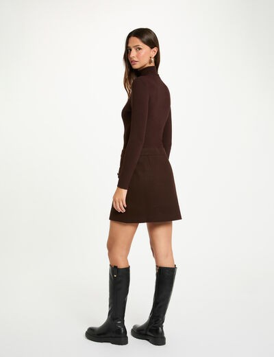 Robe courte ajust&eacute;e 2-en-1 marron fonc&eacute; femme