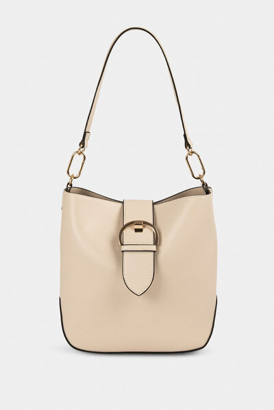 Sac seau avec bride ecru femme