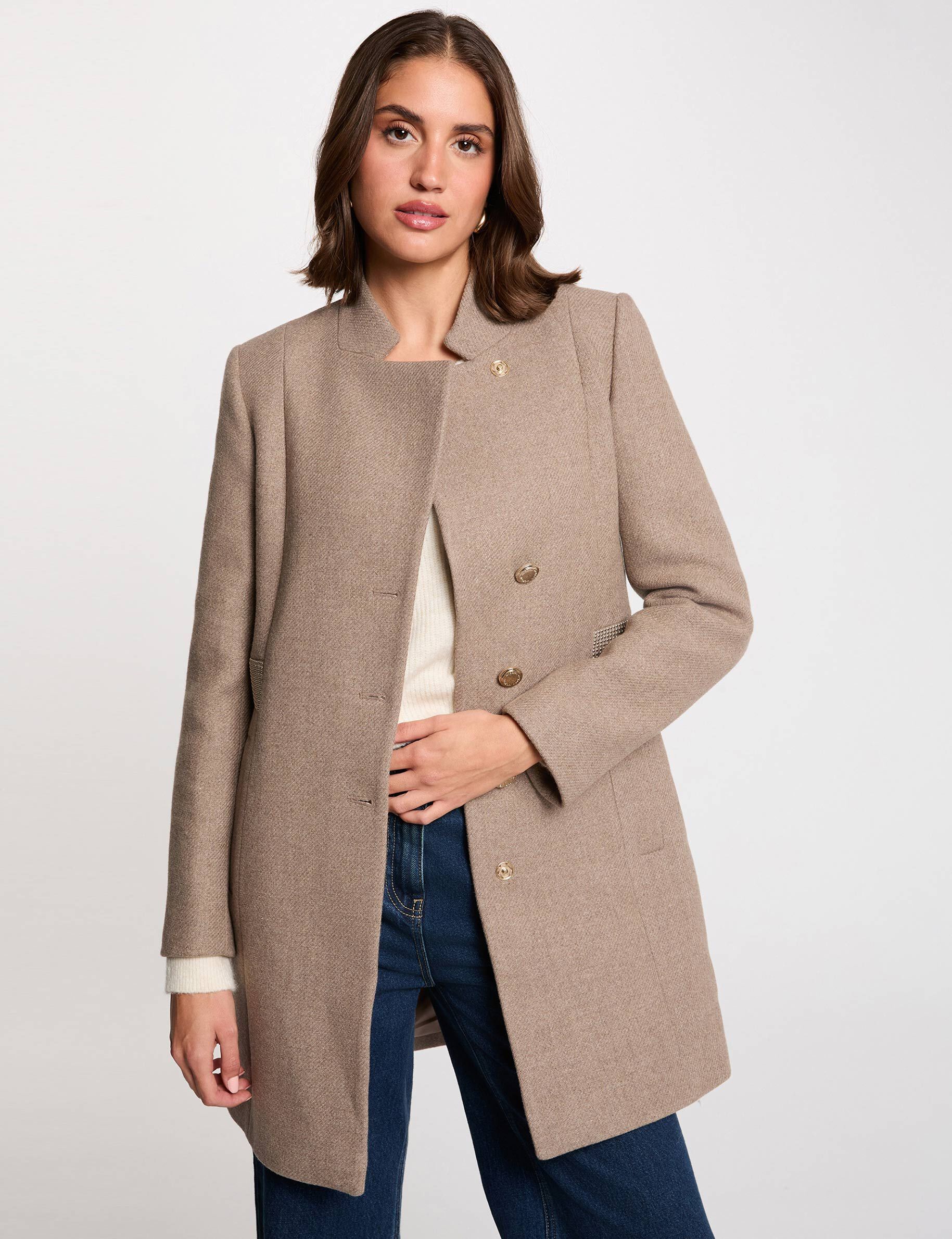 Manteau ajusté strass femme