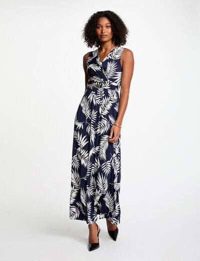 Robe longue droite imprim&eacute;e multicolore femme