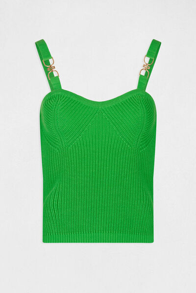 Débardeur pull avec ornements vert femme