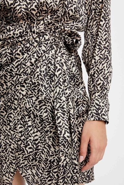 Robe ajustée drapée imprimé animalier multico femme