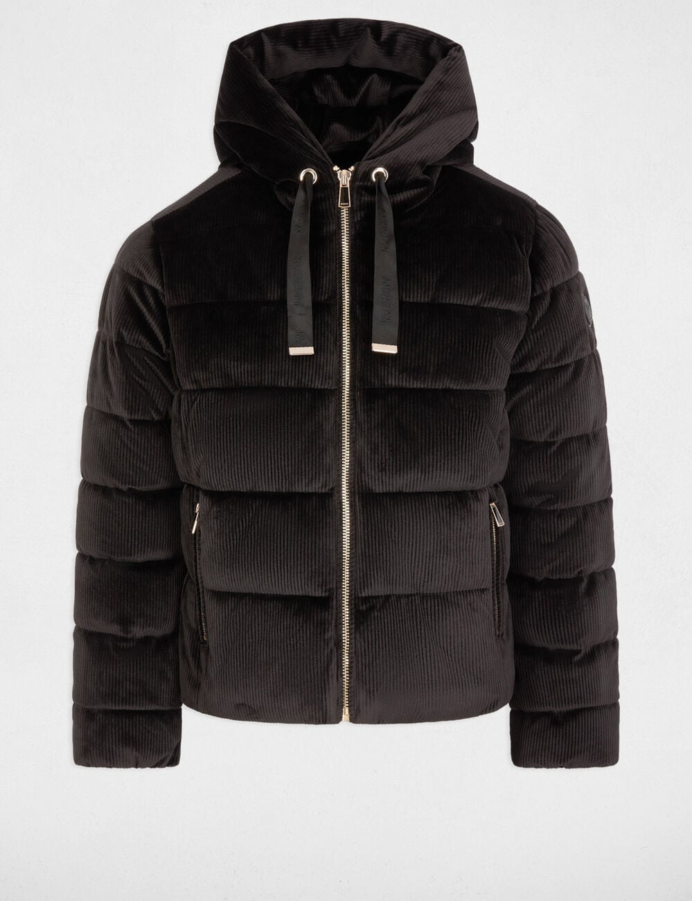 Doudoune courte velours noir femme