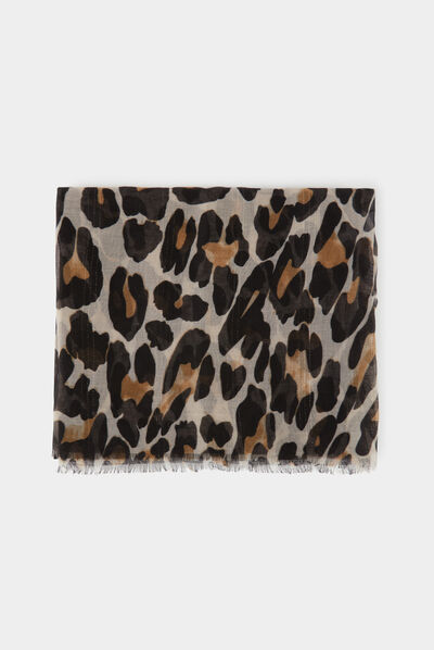 Foulard imprimé animalier marron femme