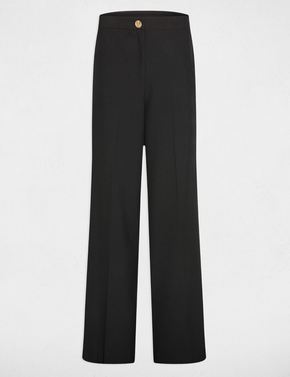 Pantalon large taille haute noir femme