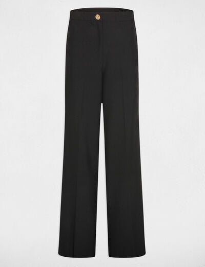 Pantalon large taille haute noir femme