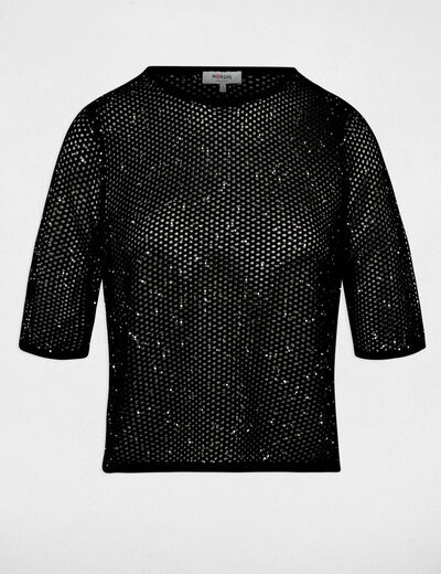 T-shirt maille filet noir femme