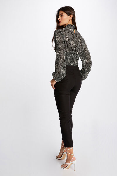 Pantalon cigarette 7/8ème noir femme