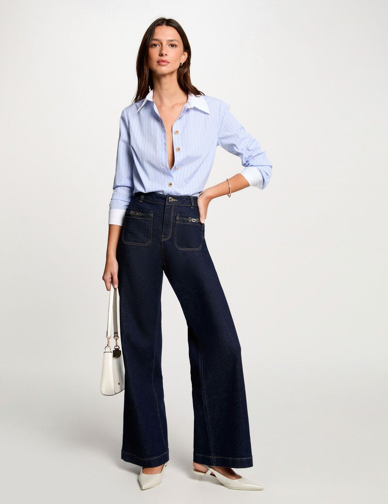 chemise manches longues rayee bleu ciel femme Chemise manches longues rayée bleu ciel femme