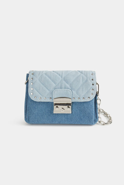 Sac pochette en jean avec clous jean femme