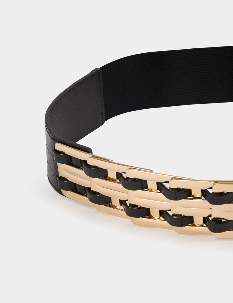 ceinture elastiquee a boucles noir femme Ceinture élastiquée à boucles noir femme