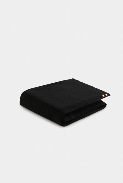 Écharpe tricotée avec boutons noir femme