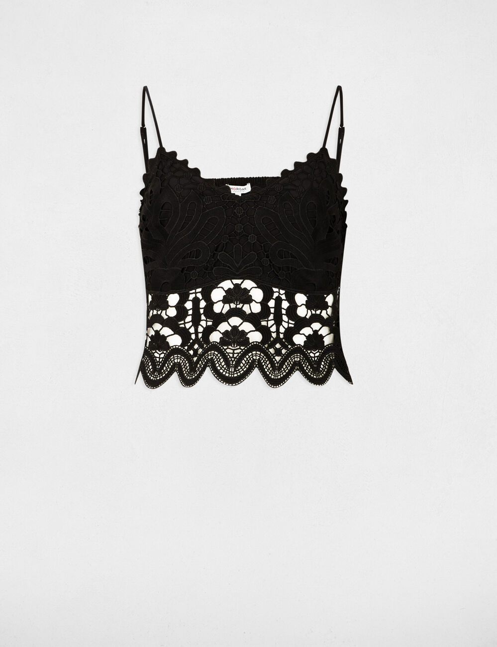 Crop top bretelles fines noir femme