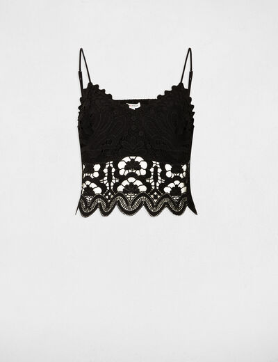 Crop top bretelles fines noir femme