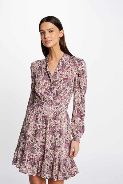 Robe droite fluide imprimé cachemire multico femme