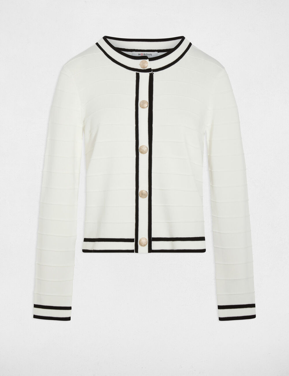 Gilet ajust&eacute; col rond blanc femme