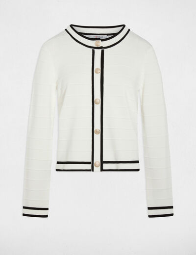 Gilet ajust&eacute; col rond blanc femme