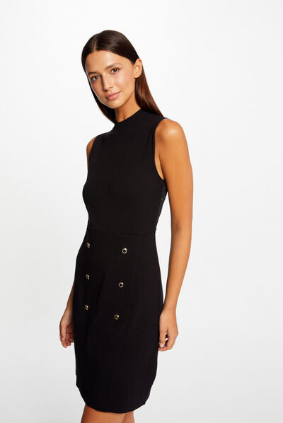 Robe pull cintrée dos dentelle noir femme