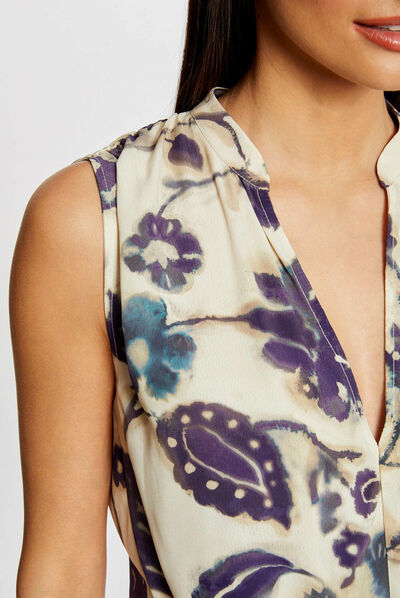 Blouse sans manches imprimé floral multico femme