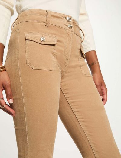 Pantalon ajusté velours sable femme