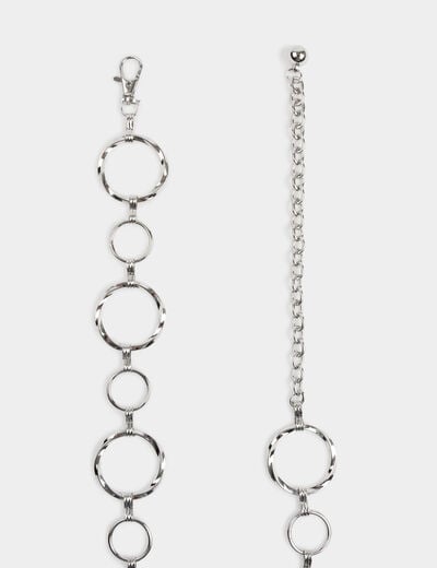 Ceinture anneaux en métal couleur argent femme