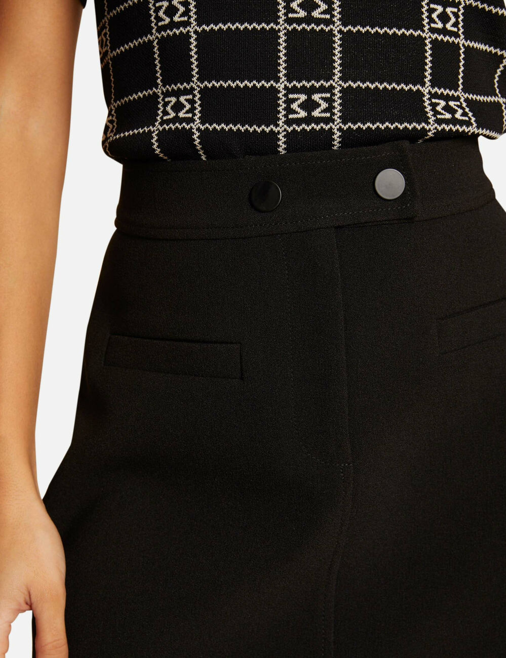 Jupe trap&egrave;ze taille haute noir femme