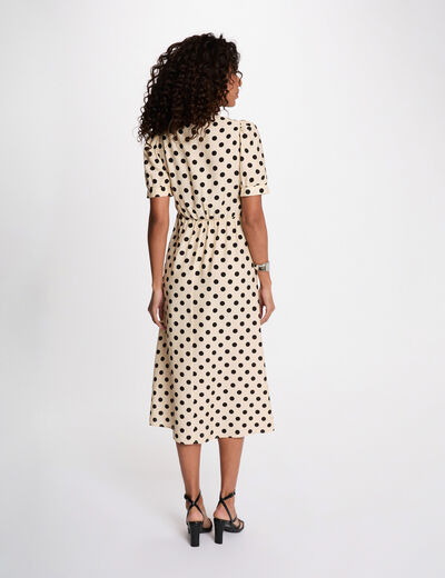 Robe mi-longue manches bouffantes multicolore femme