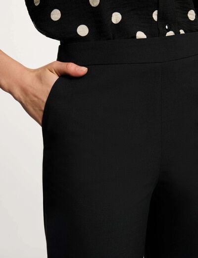 Pantacourt large taille haute noir femme