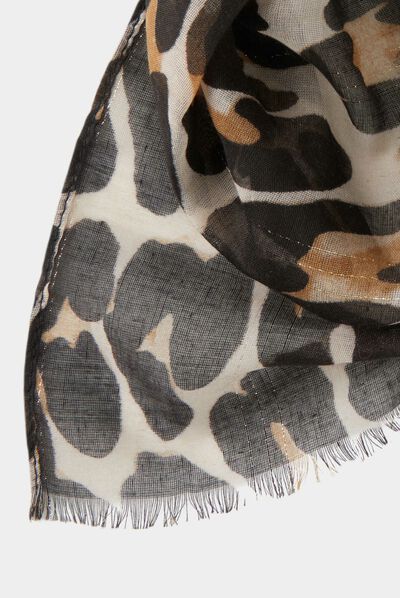 Foulard imprimé animalier marron femme